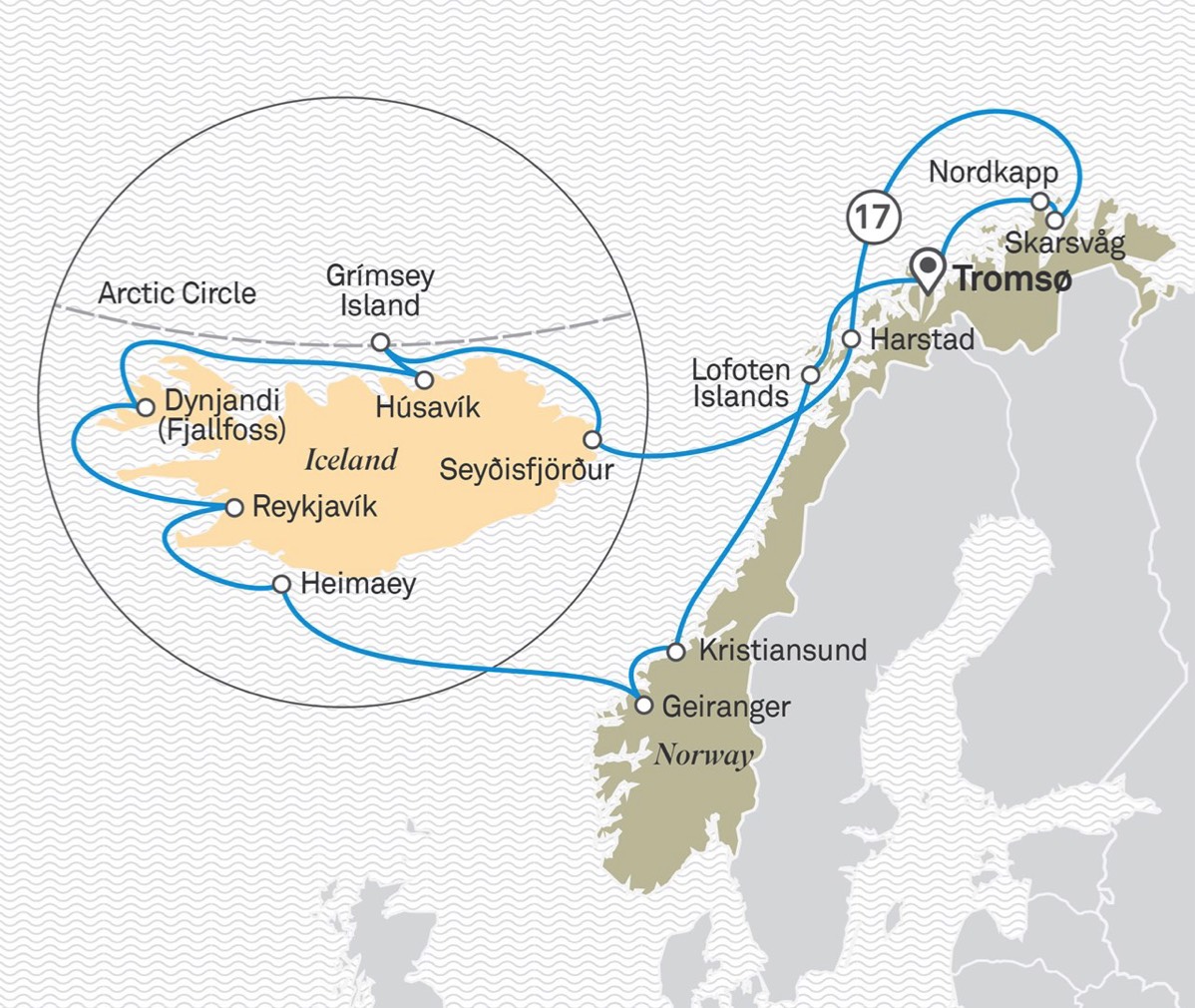 Scenic IJsland-Noorwegen route